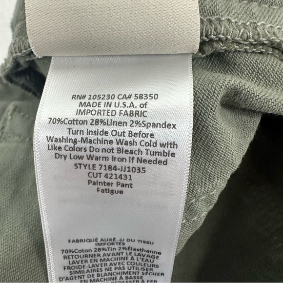 Joie size 27 Painter Chino Pant in Olive Fatigue - Picture 15 of 16